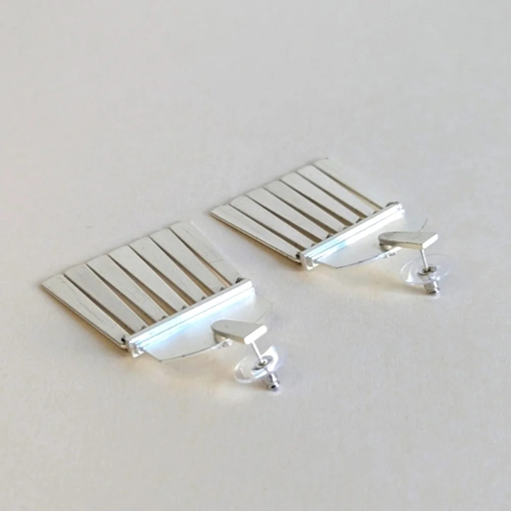 Kendra Scott Layne Metal Fringe Statement Earrings Silver Tone